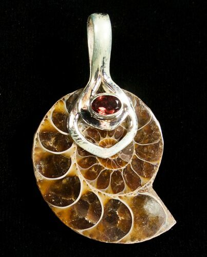 Stylish Ammonite Pendant - Sterling Silver #4536